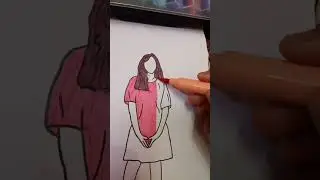satisfying colouring aesthetic girl #satisfying #shorts #coloring #girl #humaira art 💗