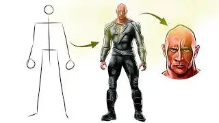 How To Draw Black Adam and Get the Accurate Features  | Easy Step by Step | Dwayne Johnson 