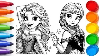 How to Draw Elsa and Anna from Frozen Disney | Beautiful Princess Drawing  | Frozen Drawing