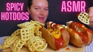 ASMR Eating Spicy Hot Dogs & Snacks (NO TALKING) EATING SOUNDS |ASMR MUKBANG 먹방