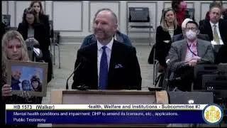 Corey Feist Testimony VA General Assembly Healthcare Licensing Reform Bill HB 1573 1-19-23