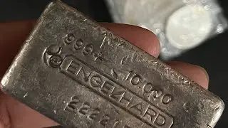 RARE 10oz Bull Logo Engelhard Bar + Original Strips of 10x Silver Bars & Prospector Rounds!