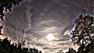 Paraselenae (moon dogs) and some other moon halos (unsharp masked)