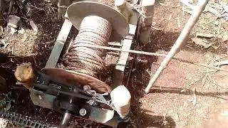 cara menarik kayu pesagian menggunakan derek rakitan baru/uji coba.