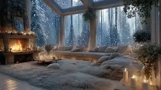🎹 Cozy Fireplace Piano ❄️ Snowy Forest Ambience | 2 Hours to Unwind & Stay Calm