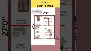 24 x 27 home plan, 24 by 27 ghar ka design with 1 bed room, 24*27 #viral #homeplan #shorts