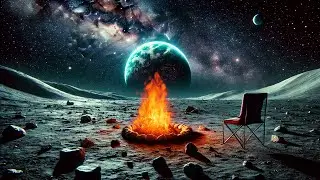 Moon Campfire with Earth and Galaxy View in Stunning 8K HDR