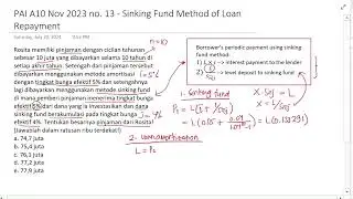 Pembahasan Soal PAI A10 Nov 2023 no.13 - Sinking Fund Method of Loan Repayment