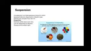 Types of mixtures : colloid, suspension and true solution