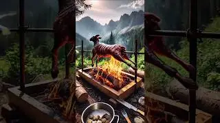 🔥 Whole Lamb Roasted Over Open Fire in Breathtaking Mountain Wilderness 🌄 | Ultimate Outdoor Cooking