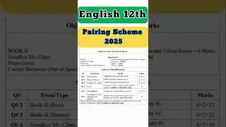 12th English guess Paper 2025 || 2nd Year English Pairing scheme 2025 || English pairing scheme 2025