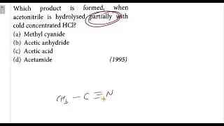Which product is formed when acetonitrile is hydrolysed partially with cold concentrated HCl?