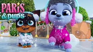 Sliving in the Snow ❄️ Dress Up Holiday Fun to Cheer Up Baby 💙 Cartoons for Kids | Paris & Pups