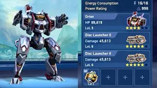 Hunter Orion and guided disc launchers | disc launcher 8 gameplay | mech arena