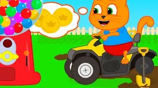 Cats Family in English - Rainbow Gum Chase Cartoon for Kids