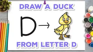 how to draw a duck from letter D