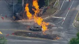 Road closures in effect after gas leak sparks massive fire in Atlanta