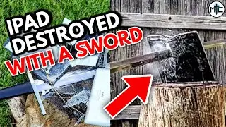 Destroying an iPad with a Cold Steel Sword
