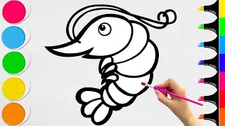 Drawing and Coloring a Cute Shrimp | Easy Step by Step