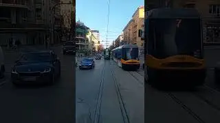 Old and new trams in Sofia,  Bulgaria