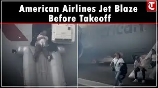 Panic on Denver runway: American Airlines passengers flee plane after landing gear catches fire