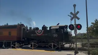Granite Rock Co. 10 Leads SSRR Exc. Train South - Q St. Pedestrian Railroad Crossing, Sacramento CA