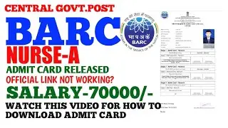 CHECK NOW BARC-ADMIT CARD RELEASED 😀 NURSE-A
