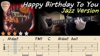 💗С днем рождения -Jazz Version 💗Easy Jazz Fingerstyle Guitar Tutorial - Tabs &Chords
