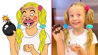 Nastya and kind stories about Halloween Funny Drawing Meme | Like Nastya 