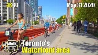 Toronto waterfront walk from Coronation Park to York street on sunny afternoon (Toronto 4k video)