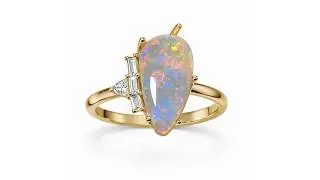 Elegant Crystal Opal Ring with Diamonds &ndash; Unique 14k Gold Design - 8805 | FlashOpal