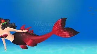beautiful red mermaid relaxing swimming in the blue ocean #mermaids #mermaid