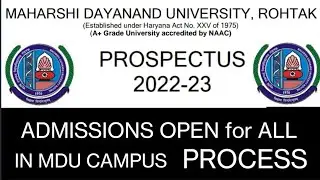 MDU ADMISSION 2022-23/ MDU ROHTAK ADMISSION PROCESS 2022/MDU HELP/MDU PROSPECTUS 2022