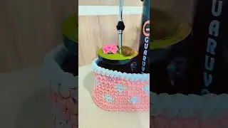 Porta mate de mesa croch&ecirc; fio de malha #unstoppable #challenge #music #crochet #bolsasenescessaire