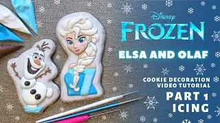 Cookies Frozen. Draw Elsa and Olaf. Part 1 - icing