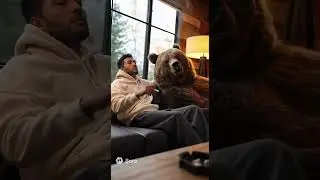 Bear chillin on couch smoking!