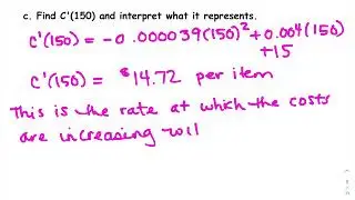 Cost Function  Rates of Change