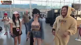 Amouranth and her husband Nick, dresses up as Hasan and Kaya at TwitchCon