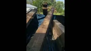 reclaimed heart pine beams from Harrisburg teardown.