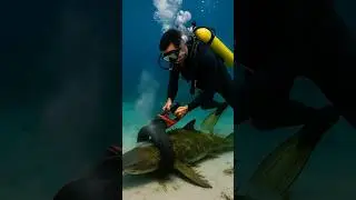 Diver Saves Entangled Shark's Life! #Rescue #Animals #Wildlife #shorts