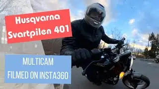 Husqvarna Svartpilen 401 - Multicam 360 Video - Motorcycle ride in winter through twisty roads