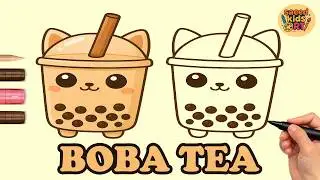 How to draw A Cute Easy Boba Tea , Painting & Coloring for kids step by step || saeed kids art