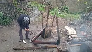 Babamla köyde soba borusu temizledik 