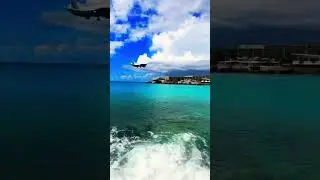 Maho Beach 🏖️ #sintmaarten #mahobeach #landing #takeoff #avion #plane #beach #playa #aviones #trend