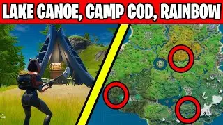 DANCE AT LAKE CANOE, CAMP COD AND RAINBOW RENTALS IN FORTNITE : ALL LOCATIONS (MEOWSCLES CHALLENGES)