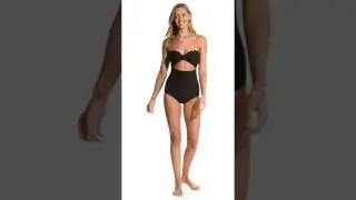 Kate Spade New York Marina Piccola Scalloped Cut Out Bandeau One Piece Swimsuit | SwimOutlet.com