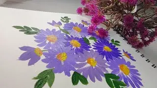 Purple Flower Painting 🪻🪻🪻🌸 Easy Acrylic Floral Art Tutorial