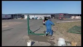 забор из сетки Гиттер, 3D сетка, откатные ворота
