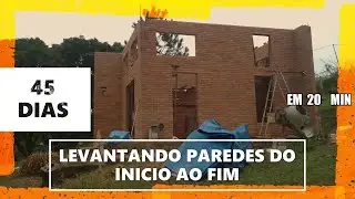 CHALÉ DE TIJOLO ECOLOGICO  ep 35 time lapse LEVANTANDO PAREDES DO INICIO AO FIM EM 20 MIN