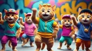 Cats wonderful dance with friends